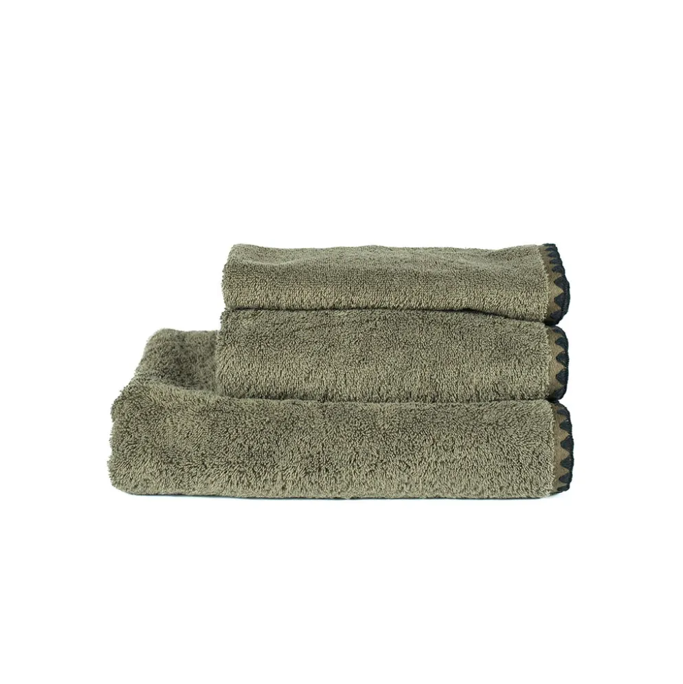 Serviette de bain en coton kaki 90x140cm - Issey