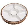 Set apéritif plateau en tresse avec coupelle en porcelaine
