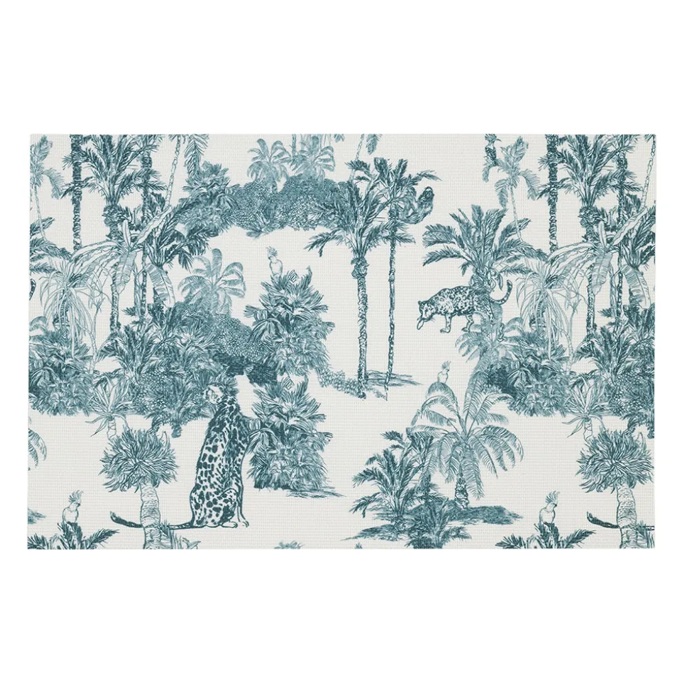 Set de table en vinyle écru et palmiers émeraude 45x30cm - Mocoa