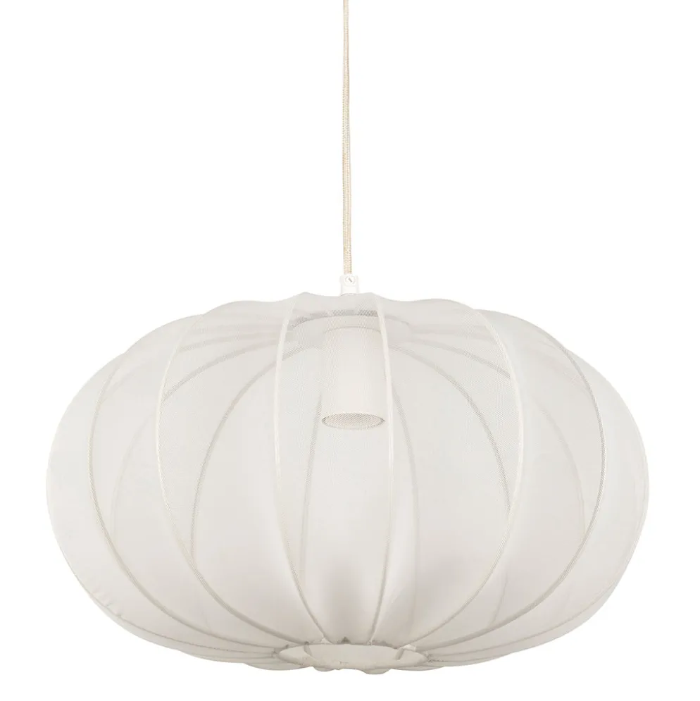 Suspension en fer et tissu blanc d40cm E27 - Organic