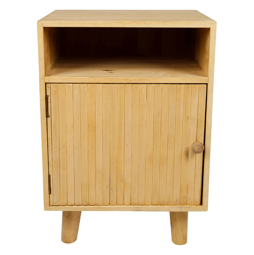 Table de chevet 1 porte en sapin naturel h49cm - Saori