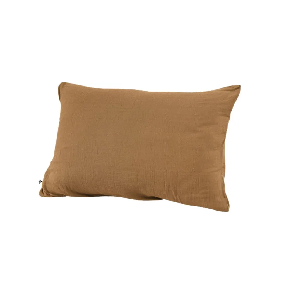 Taie d'oreiller camel en gaze de coton 50x70cm - Gaia