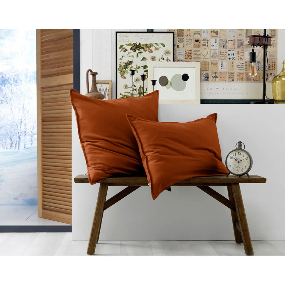 Taie d'oreiller en flanelle tomette 50x70cm - Candice
