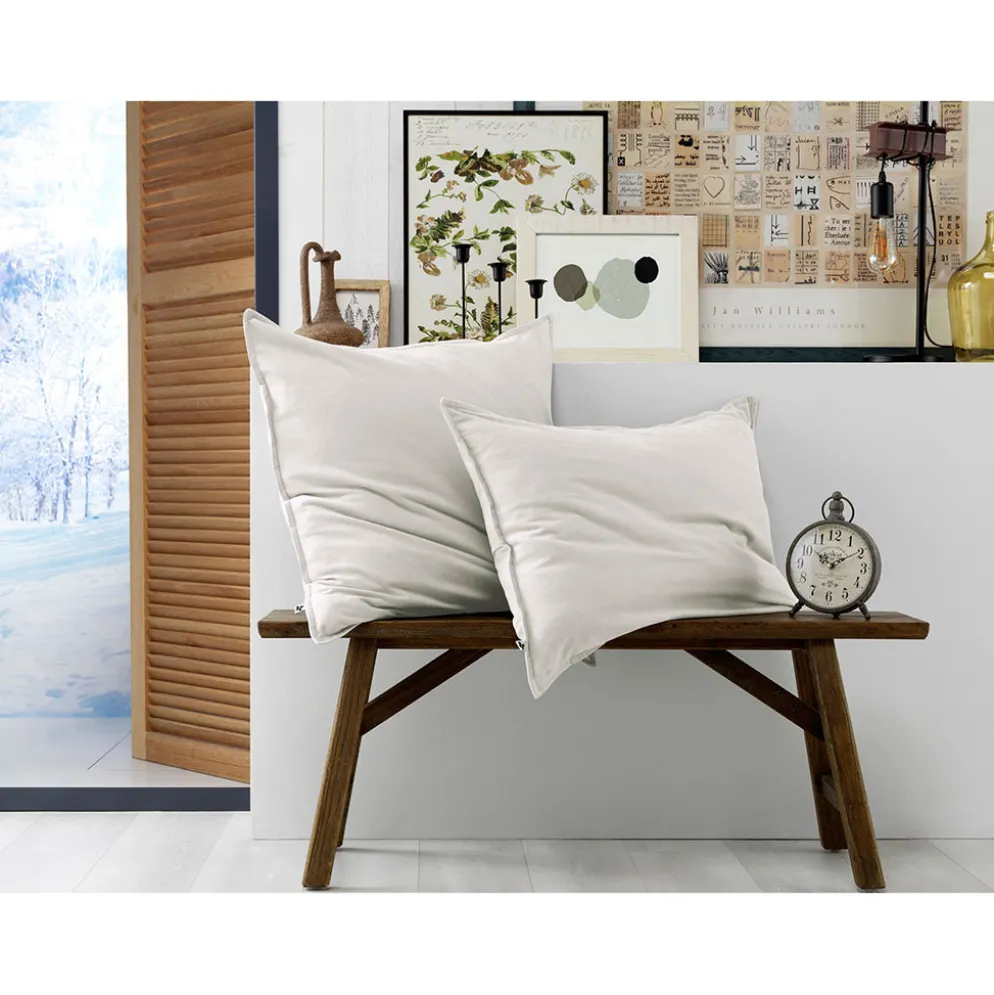 Taie d'oreiller en flanelle de coton neige 63x63cm - Candice