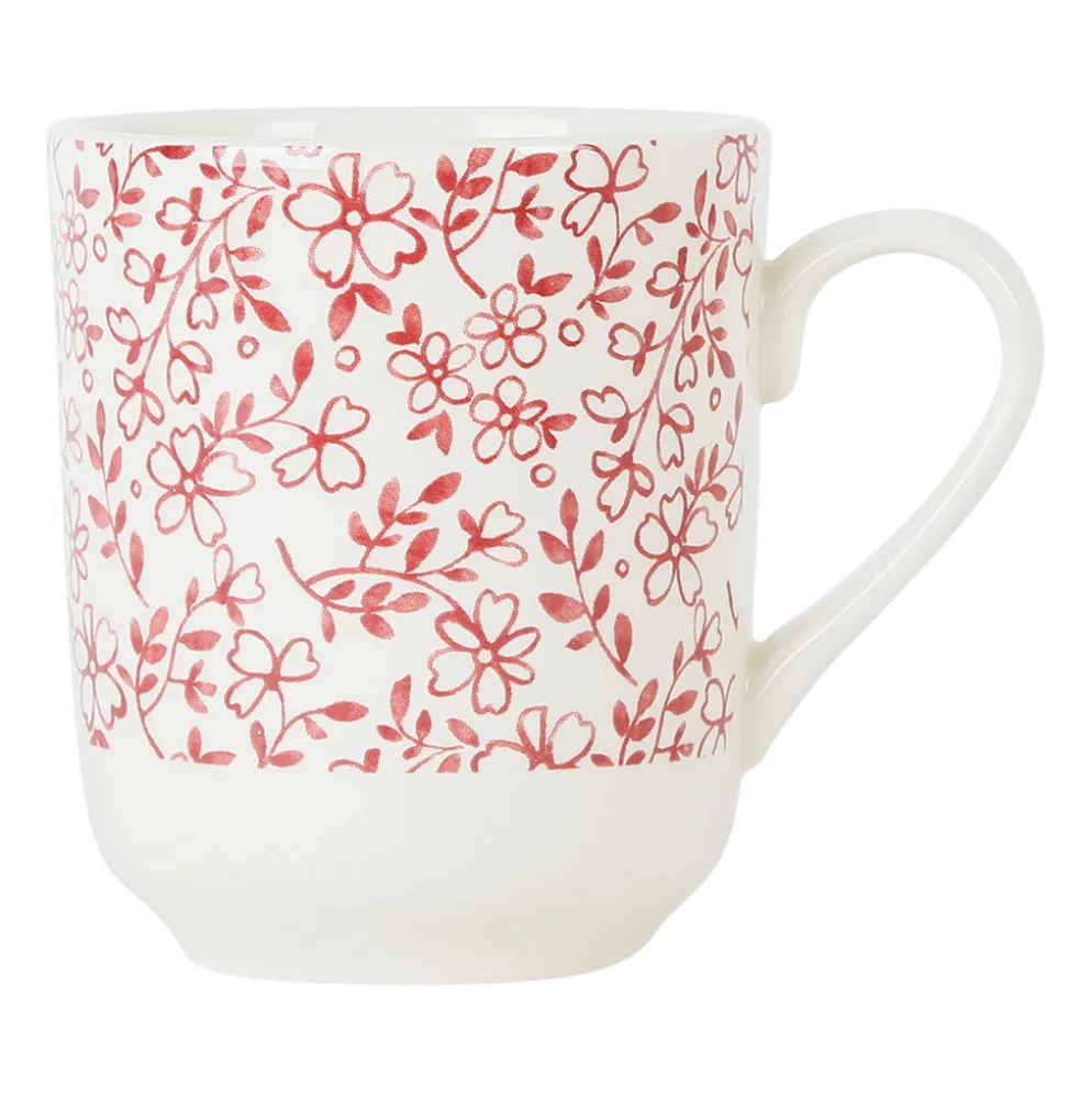 Tasse haute en faîence bordeaux - p'tites fleurs