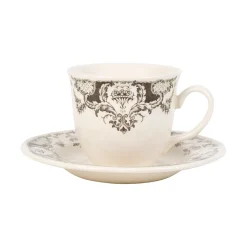 Tasse thé et sous-tasse en faïence gris - clothilde