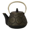 Théière en fonte noir et doré - Lotus