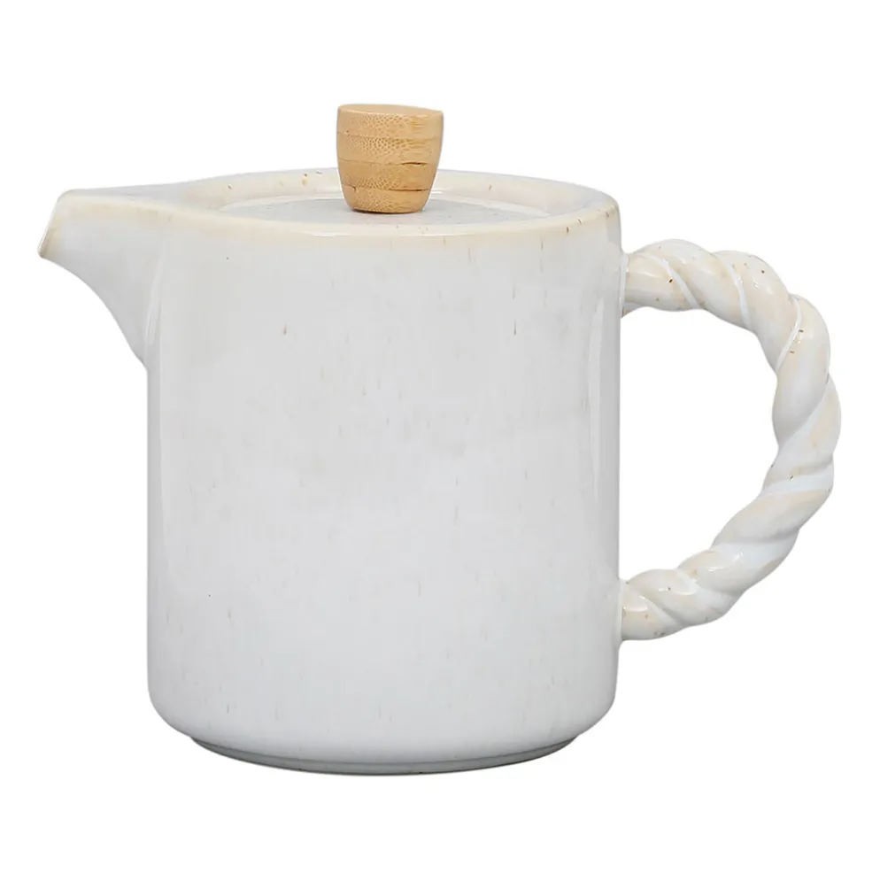 Théière en grès blanc et filtre en inox 1l - Organic