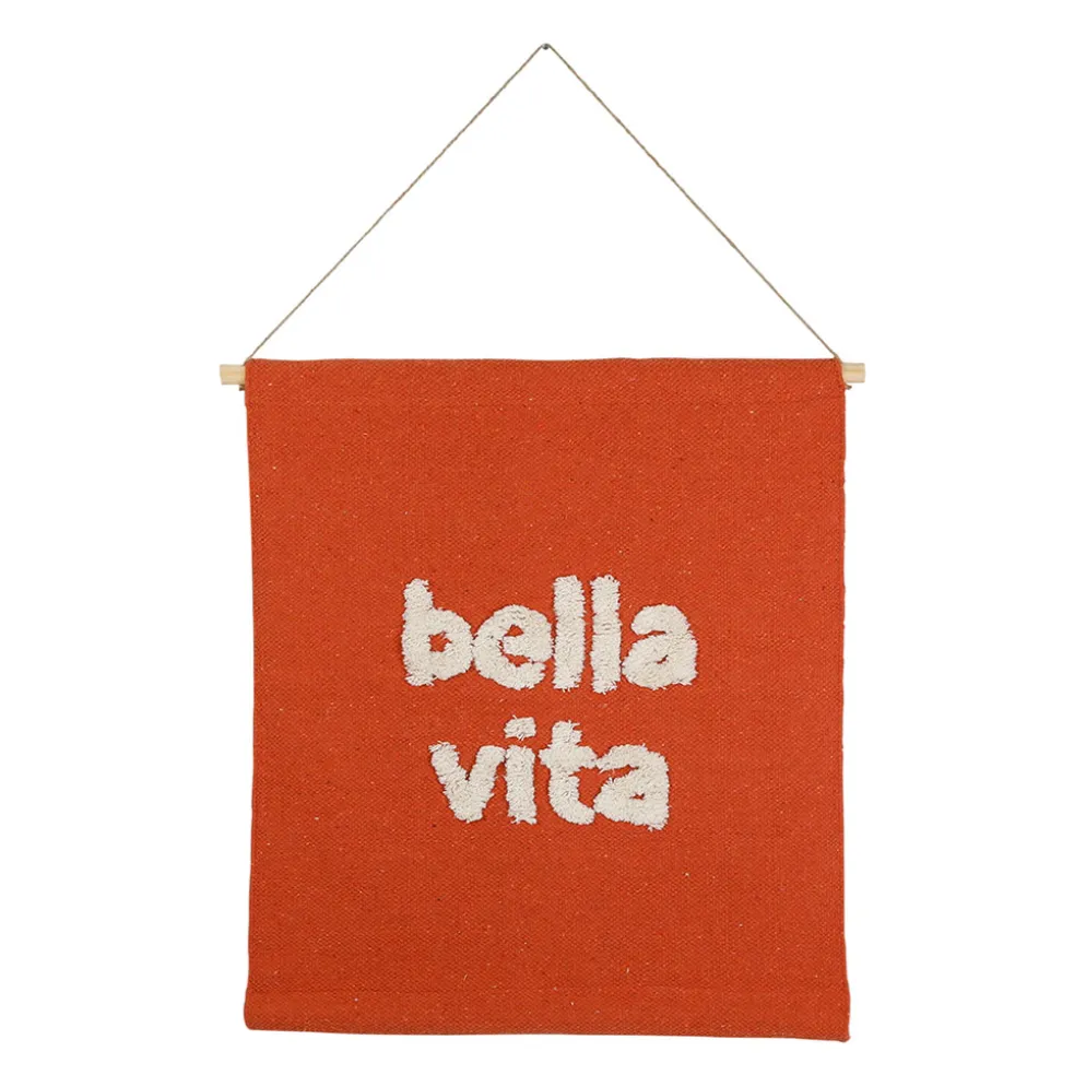 Toile "bella vita" en coton et bois corail 60x70cm - Palma