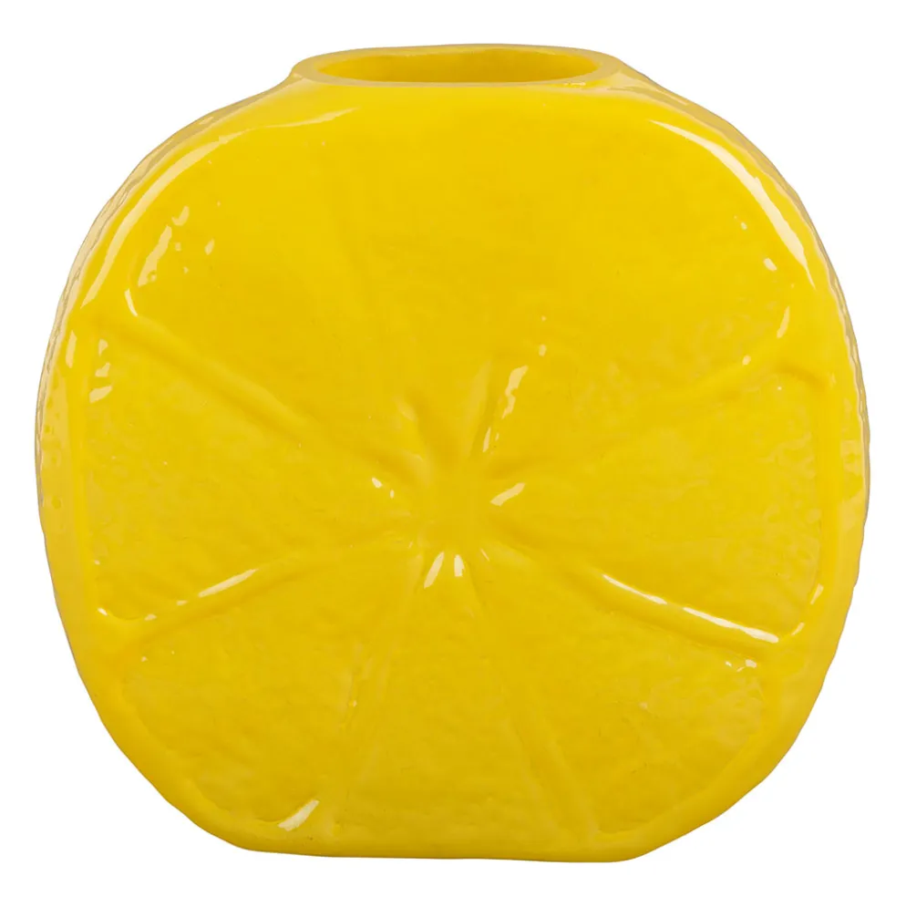Vase citron en verre jaune h15cm - Vitoria
