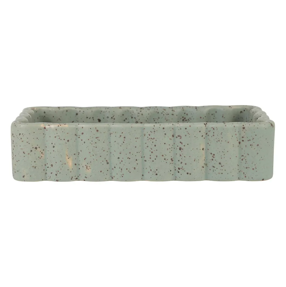 Vide poche en grès sauge moucheté 18x10cm - Aurore
